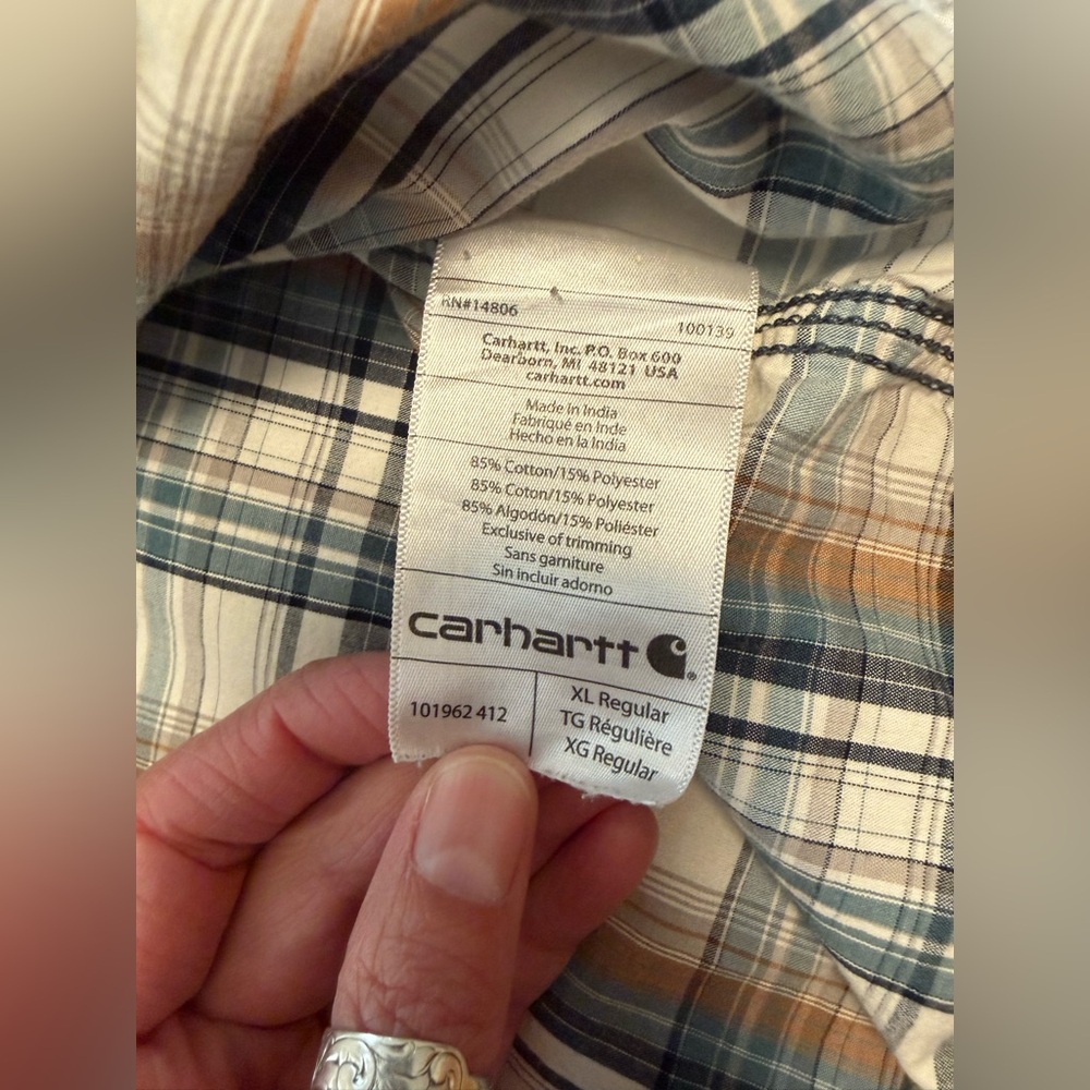 (2) Men’s Carhartt snap up plaid shirts XL - Picture 7 of 13